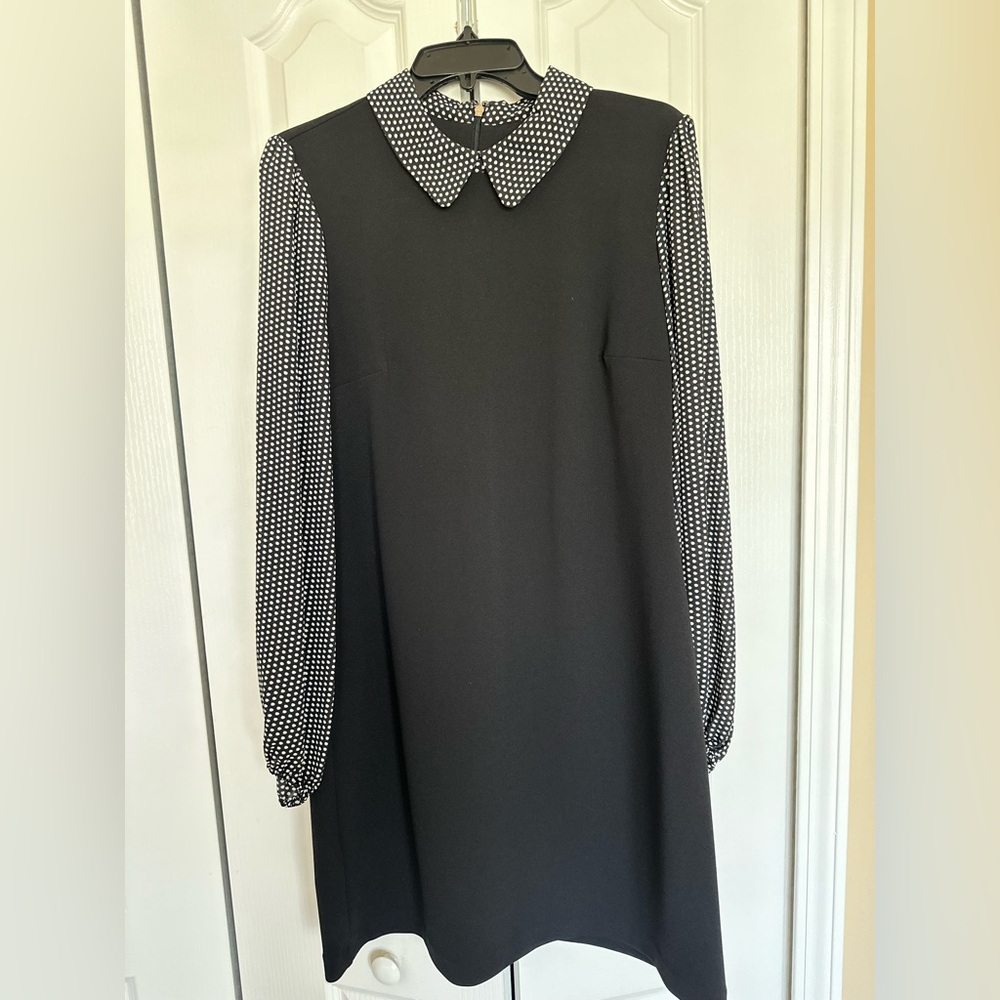 Tommy Hilfiger Black Dress with White Polka Dot Sleeves